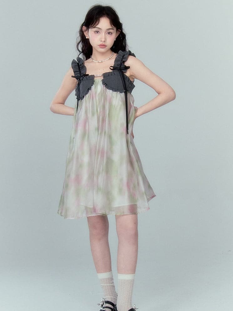 Chiffon Puffy Dress With Frill Straps