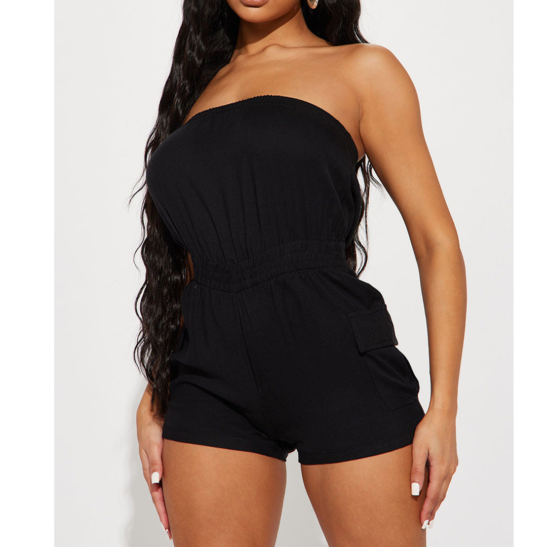 Clothing Comfortable Color Chest Wrapped Organ Pocket Jumpsuit