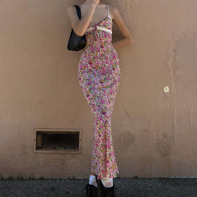 Suspender Lace Long Dress