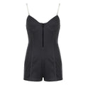 Tube Top See Through Bra Straps Distressed Rib Jumpsuit Personality Suspender Shorts