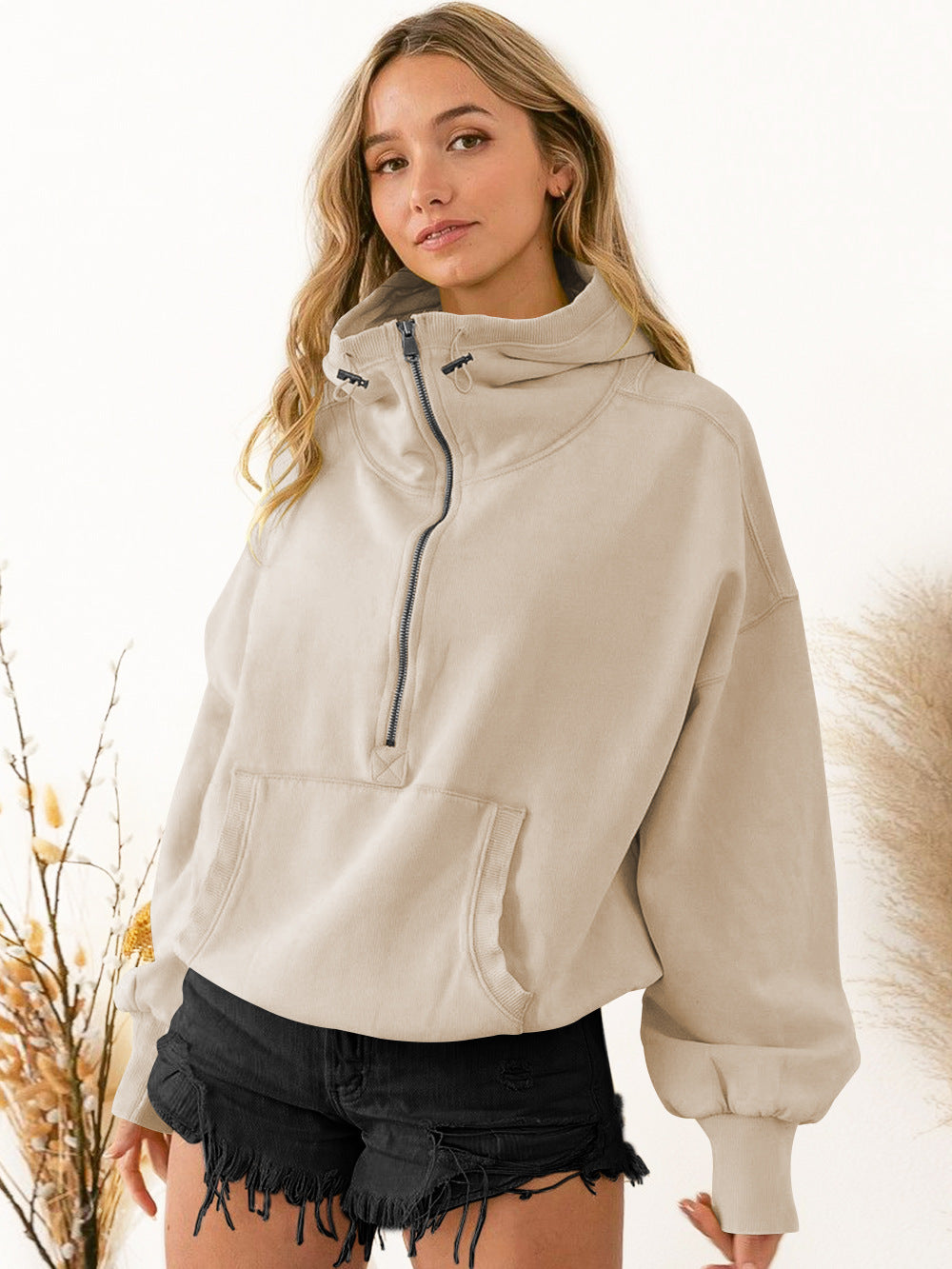 Hooded Sweatshirt Clothing Tide Brand Sports Hoodie Zipper Drawstring Long Sleeve Top