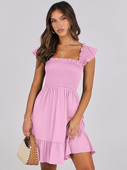 Clothing Shein Sleeveless Square Collar Pleated Backless Short Mini Dress
