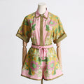 Summer Unique Print Design Shirt Top Shorts Suit Two Piece Suit