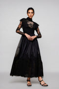 Milda Black Lace Stitching Maxi Dress
