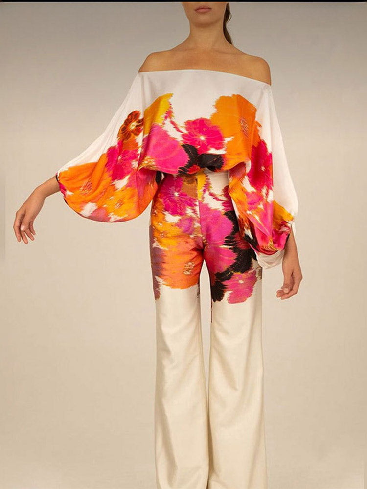 Abstract Waves Two-piece Set - Orange