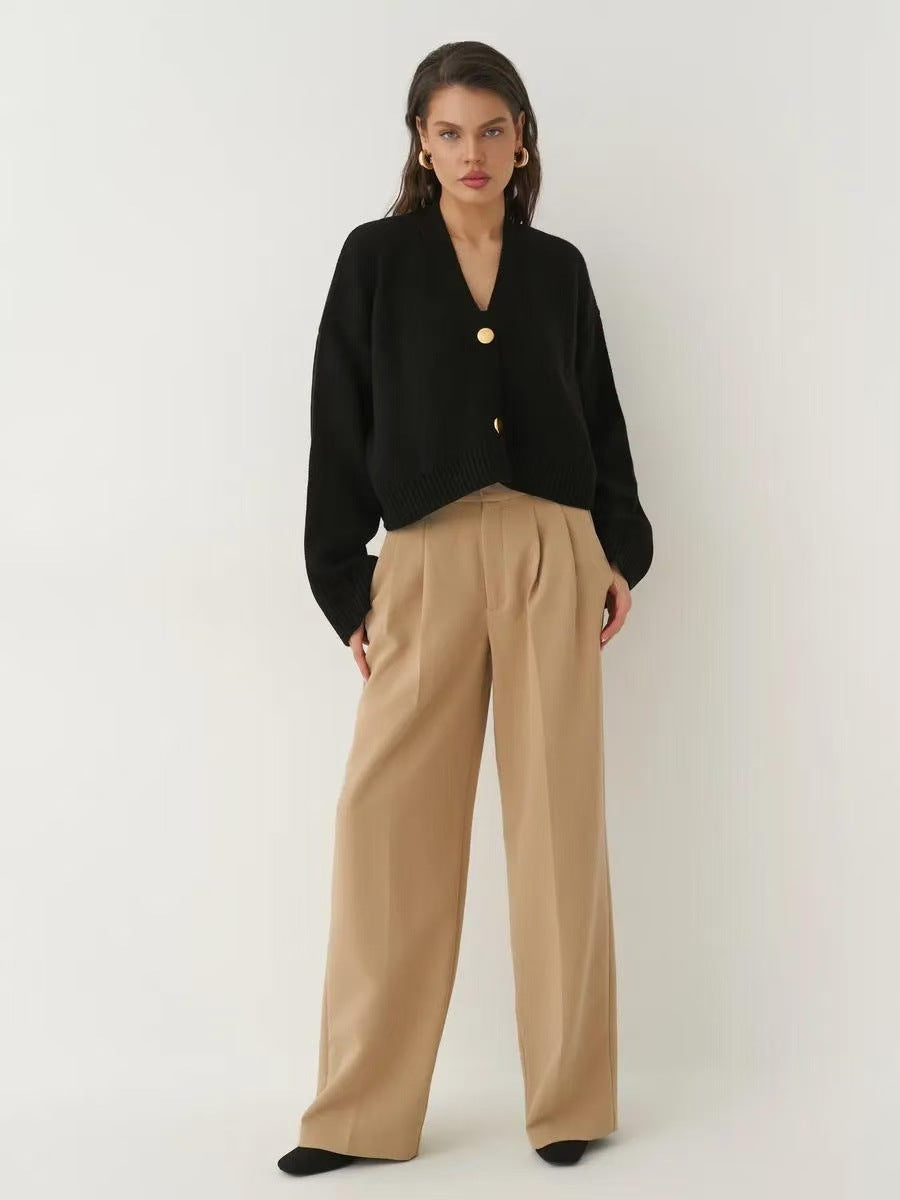 Custom Color V-neck Loose Knit Cardigan