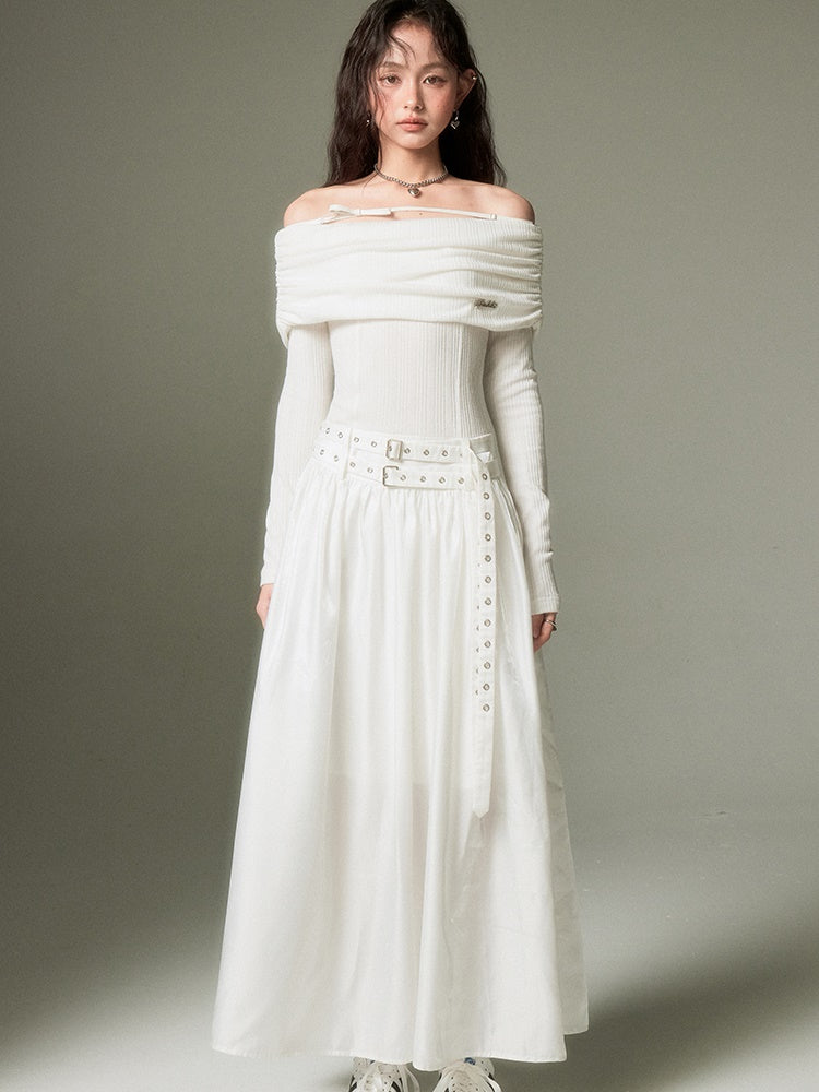 Gathered One-shoulder Long Jumpsuit Dress