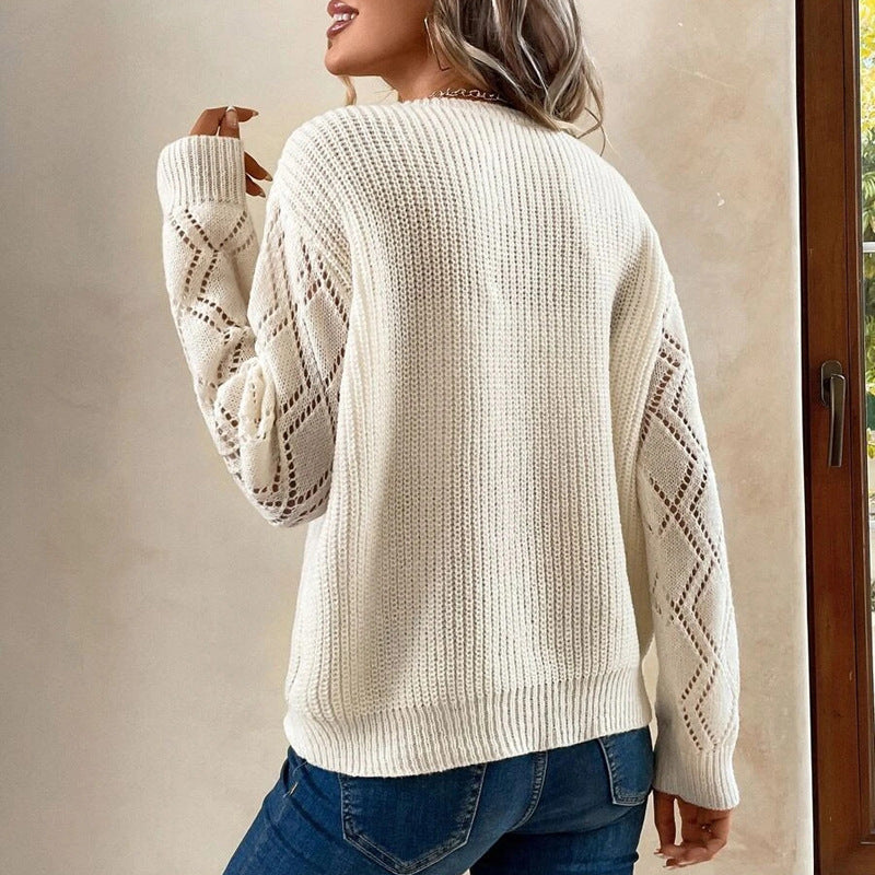 V-neck Long Sleeve Knitted Sweater