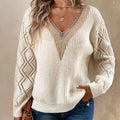 V-neck Long Sleeve Knitted Sweater