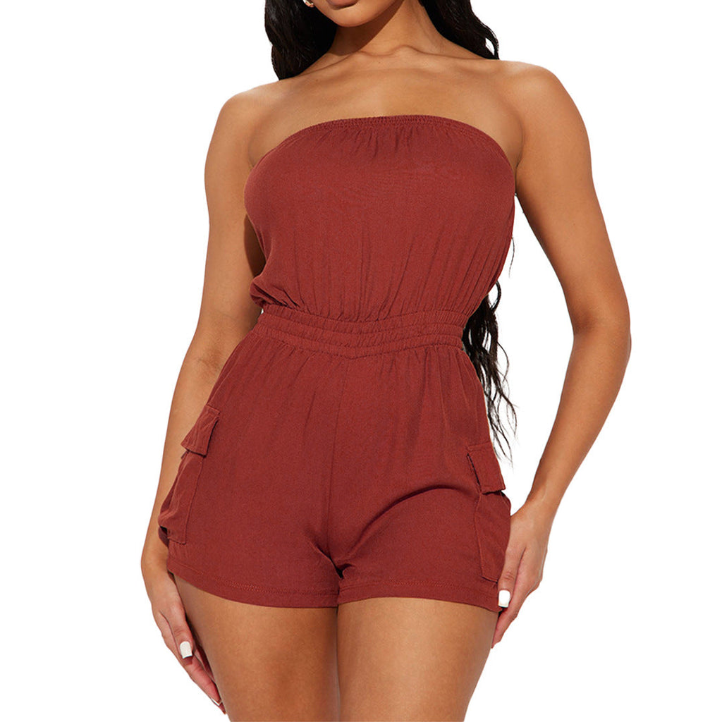 Clothing Comfortable Color Chest Wrapped Organ Pocket Jumpsuit