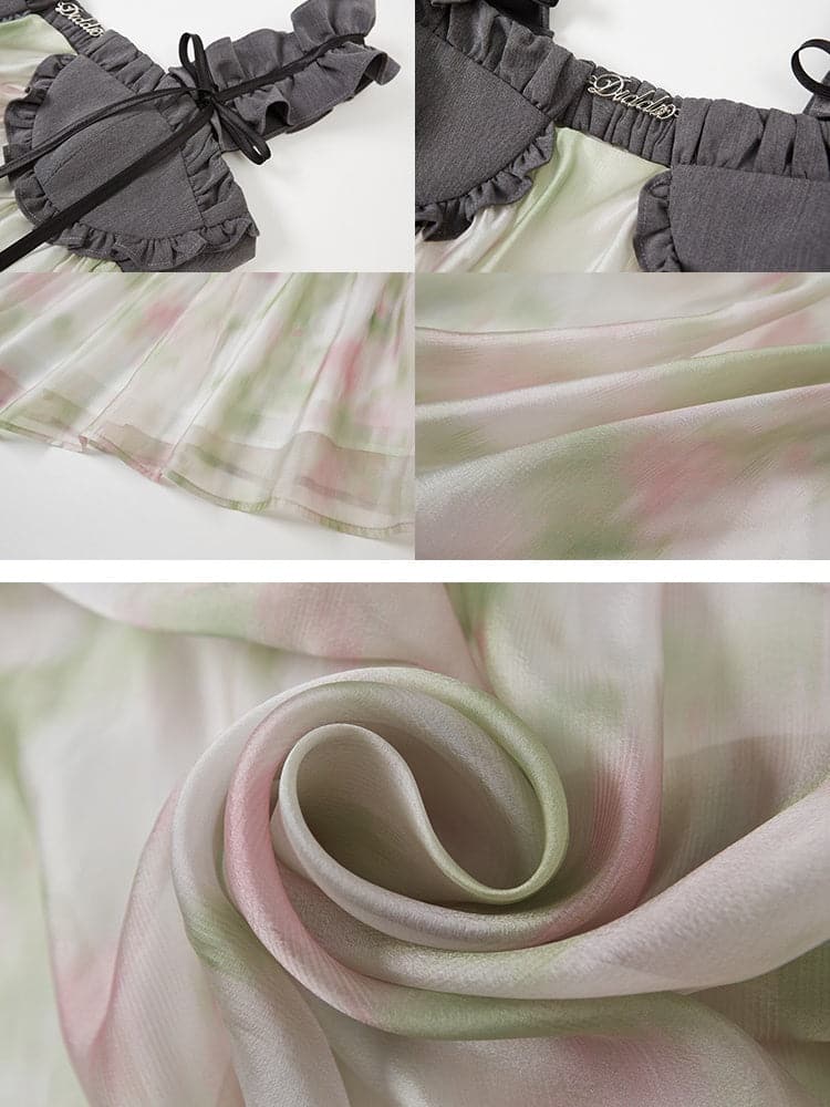 Chiffon Puffy Dress With Frill Straps