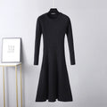 Fall Winter Slim Dress Mid Length Dress Round Neck Color Inner Wear Base Sweater Dress a Line Dress