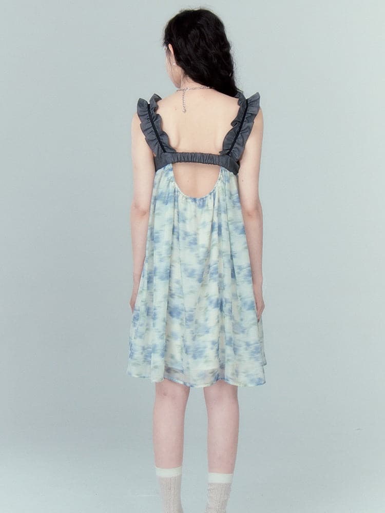 Chiffon Puffy Dress With Frill Straps