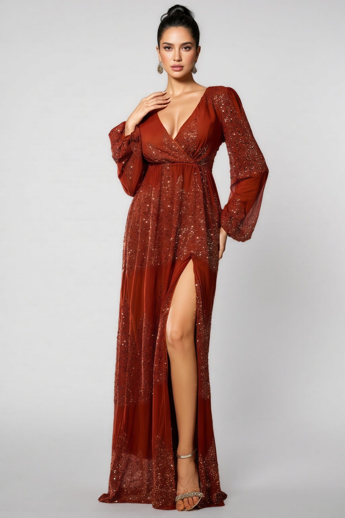 Lian V-neck Sequin Maxi Dress