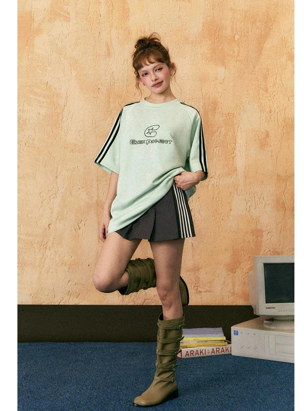 Ezek Free Project Sporty Two-piece Set - Graphic T-shirt and Wide-leg Track Pants