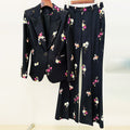 Goods Star Printed Suit Flared Pants Suit Two Piece Suit