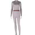 Clothing Printed Street Round Neck Long Sleeve Trousers Body Pants Fitness Jumpsuit