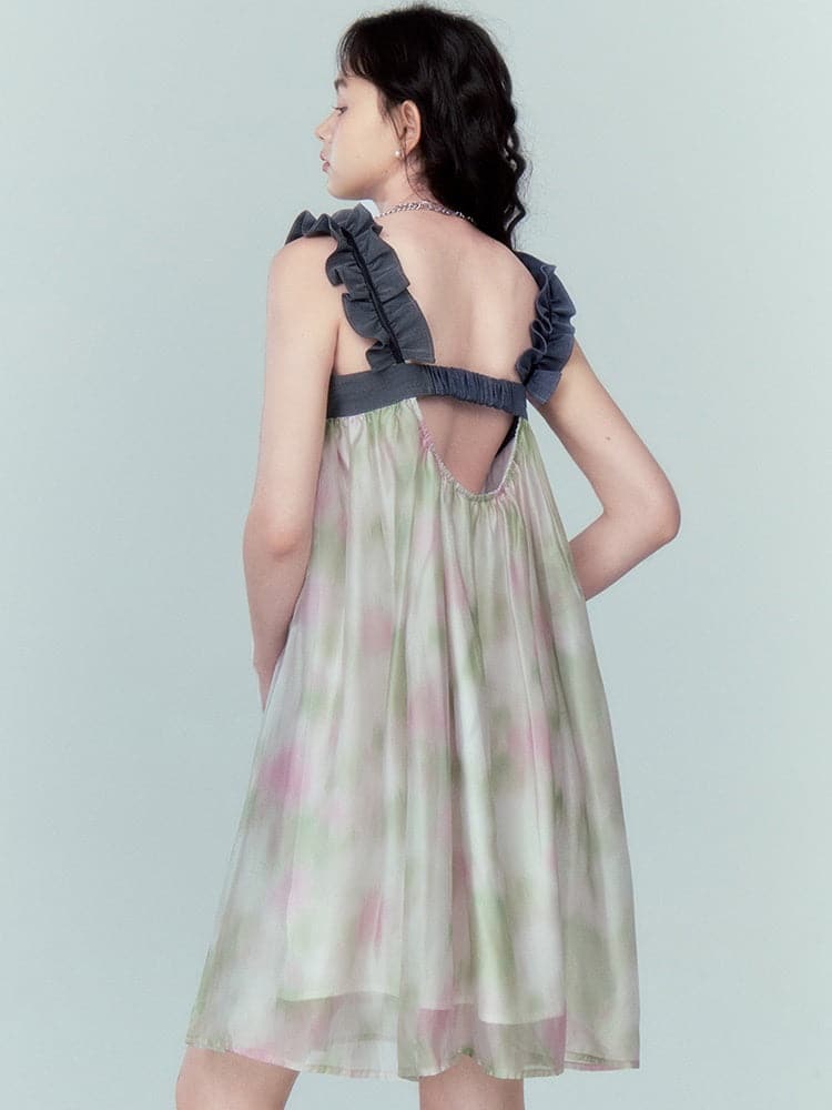 Chiffon Puffy Dress With Frill Straps