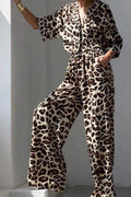 Leopard Print Top and Pants Set