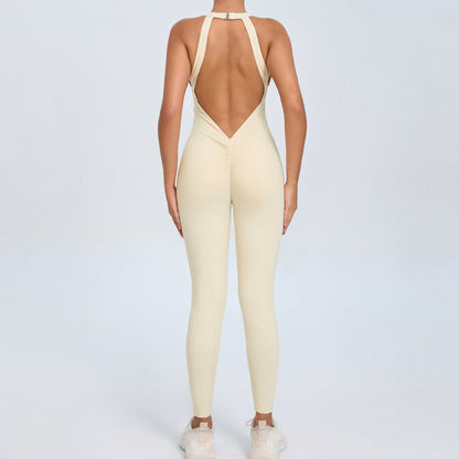 Back Buckle Yoga Jumpsuit Peach Hip Backless Sports Quick Drying One Piece Fitness Jumpsuit