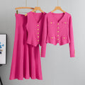 Rose Red – Cardigan Vest Three Piece Set
