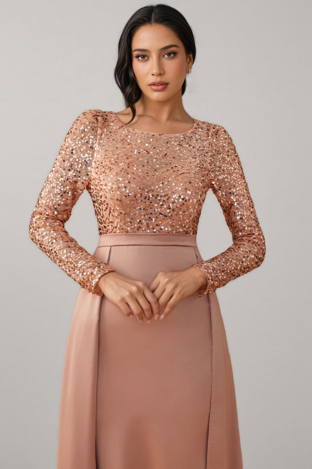 Madison Sequined Long Sleeve Maxi Dress