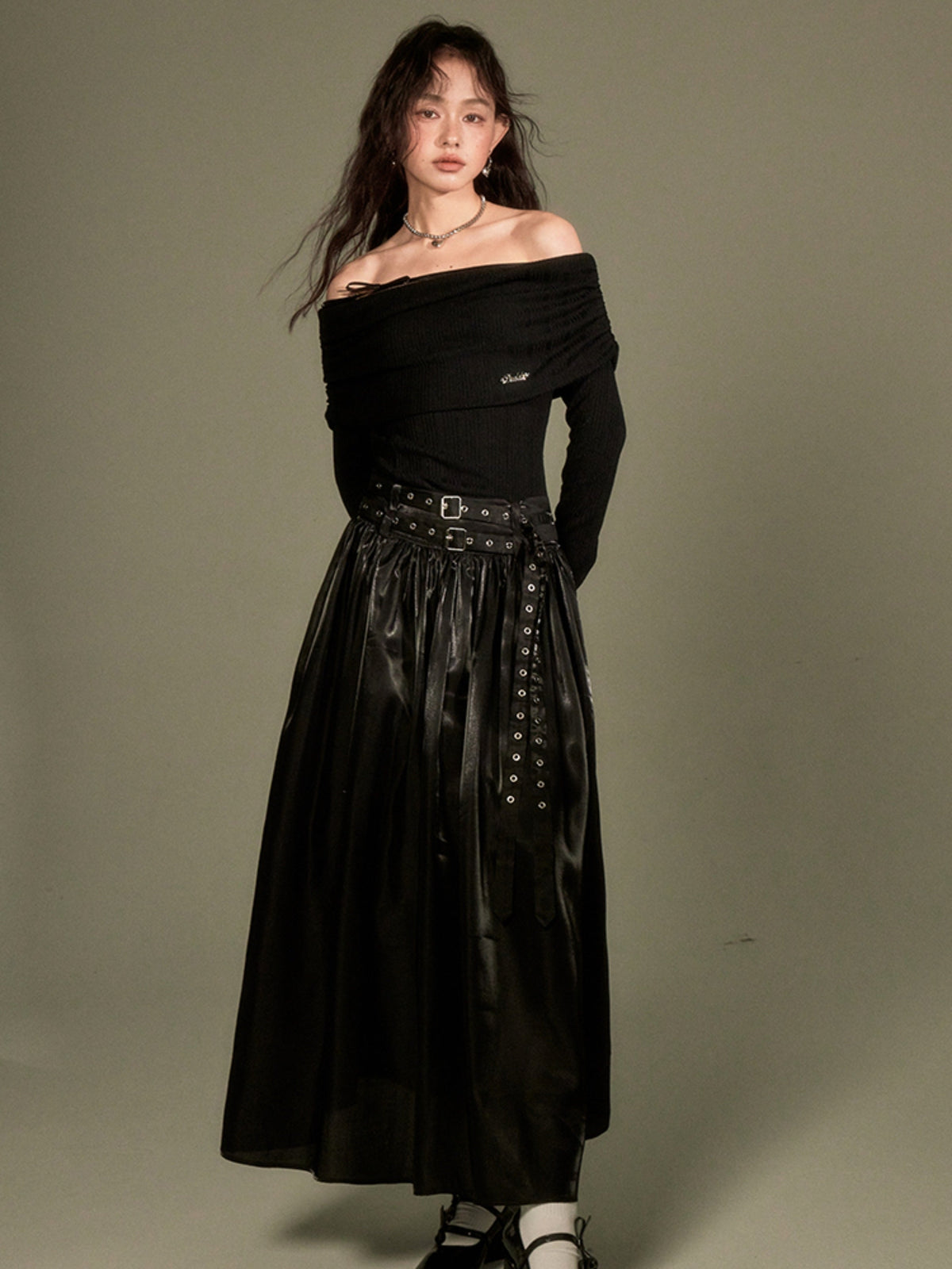 Gathered One-shoulder Long Jumpsuit Dress