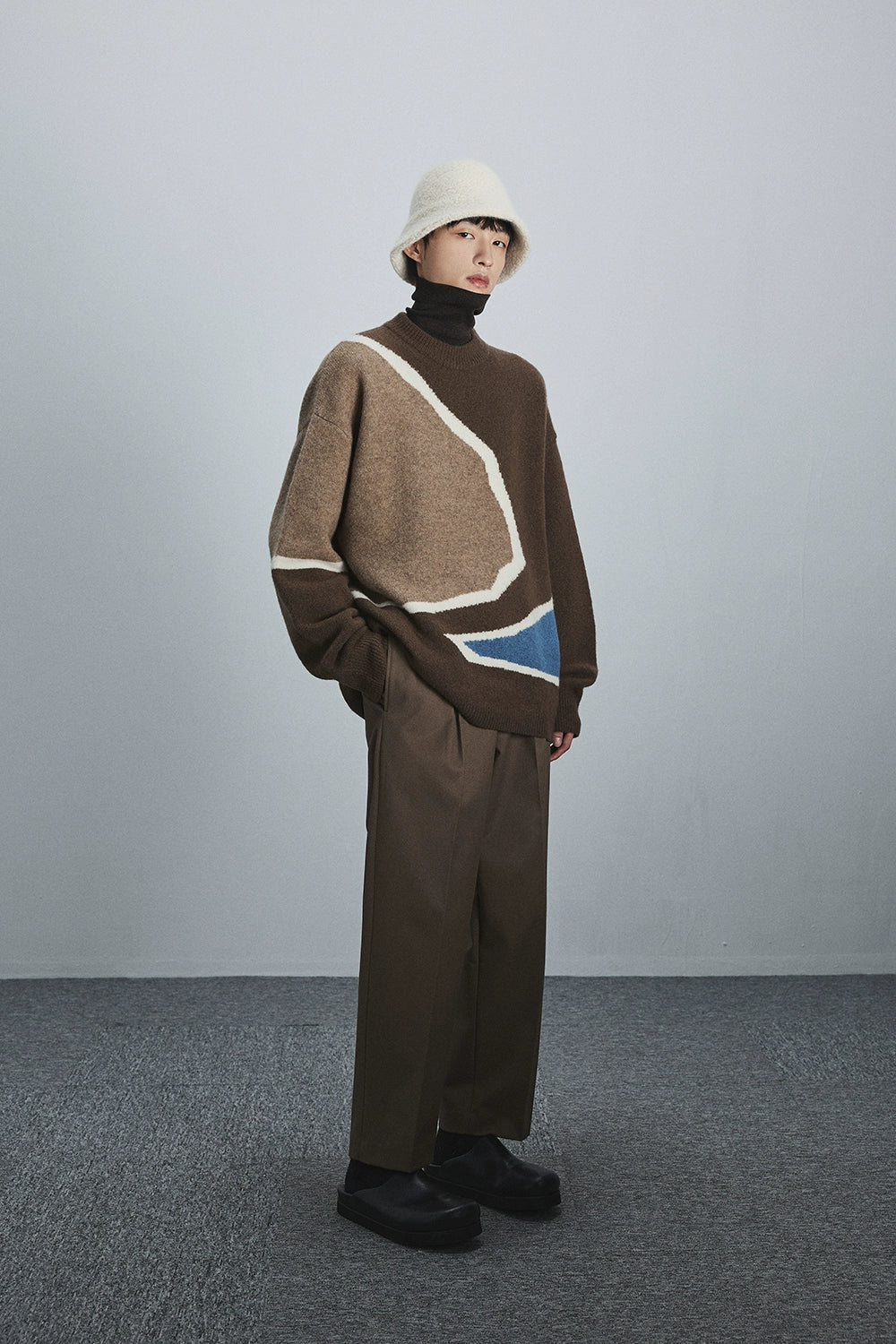 Semi-elastic Waist Wide-leg Cropped Pants