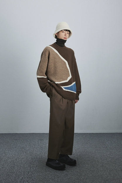 Semi-elastic Waist Wide-leg Cropped Pants