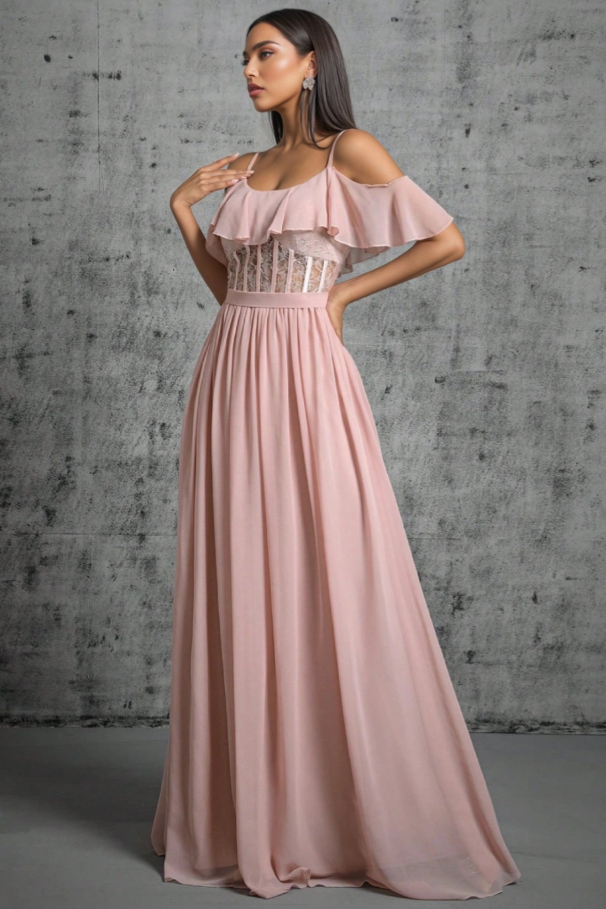 Kendra Lace Strapless Backless Maxi Dress
