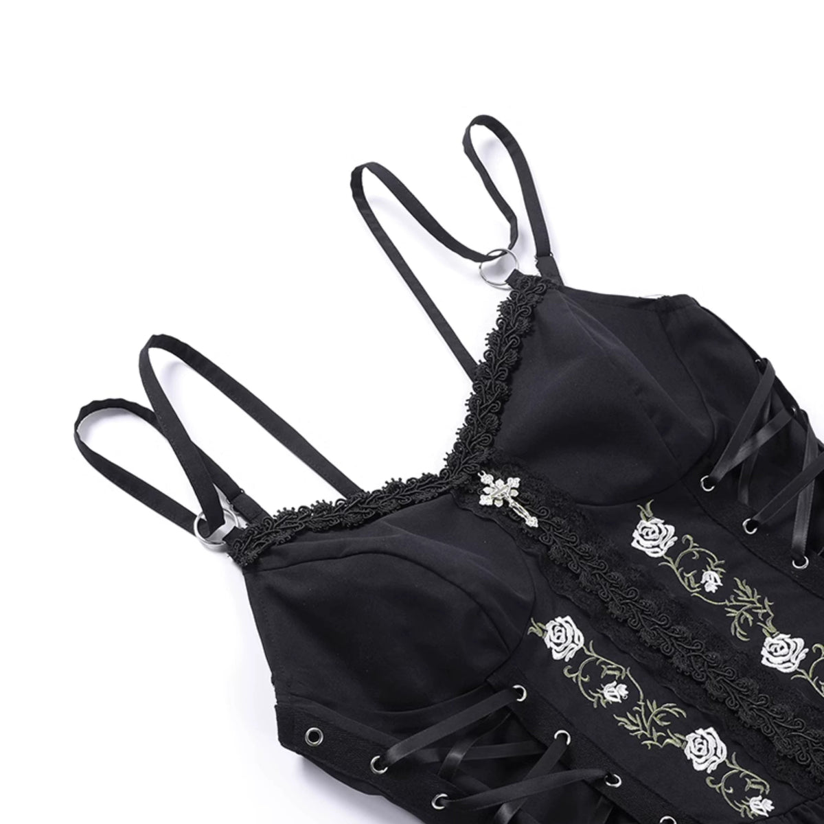 Wannathis Gothic Lolita Dress Set - Black Corset Mini Dress With Lace Bolero and Gloves