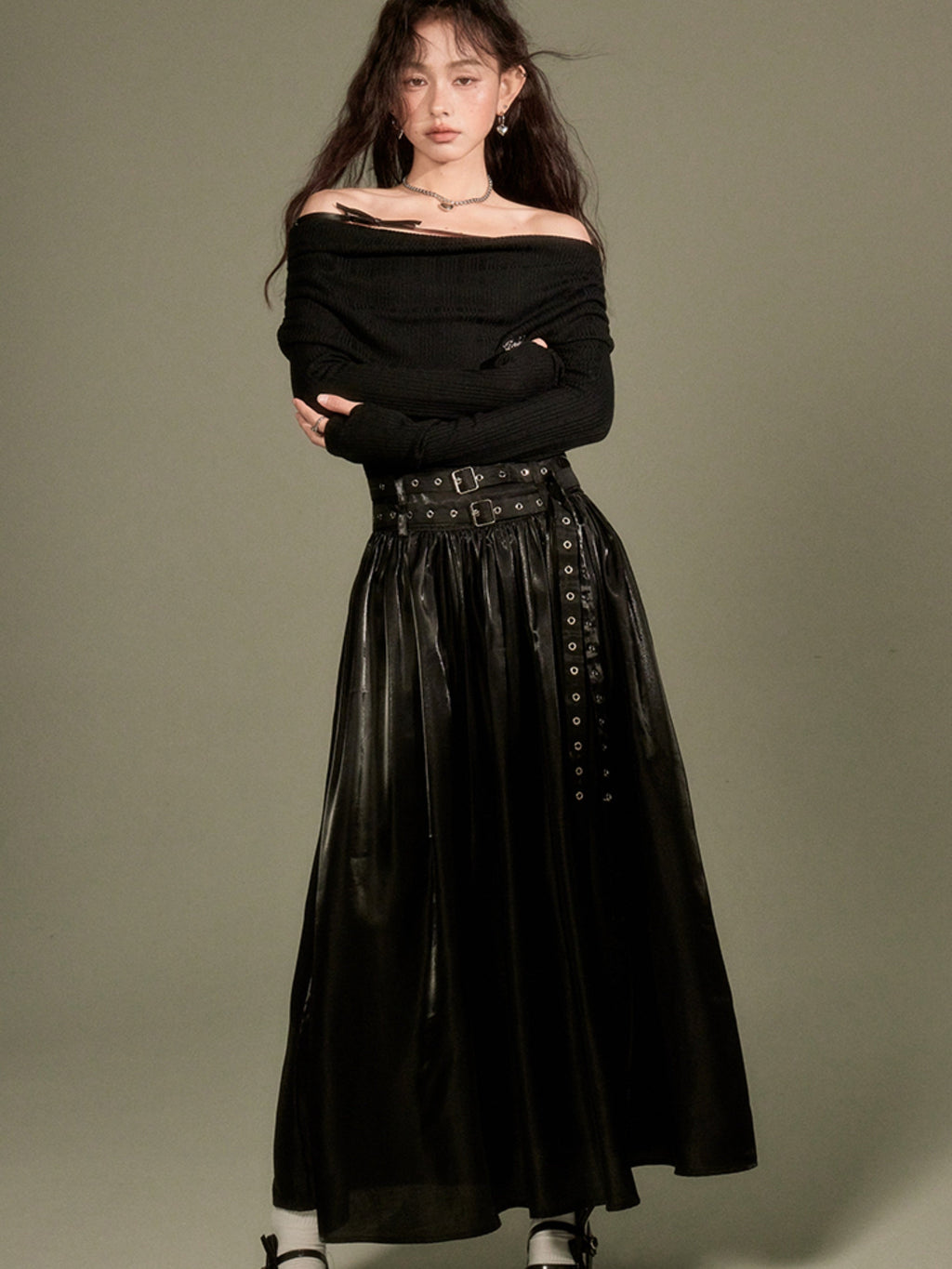 Gathered One-shoulder Long Jumpsuit Dress