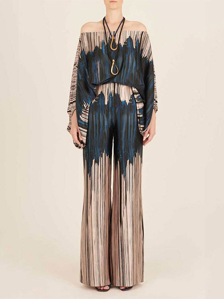 Abstract Waves Two-piece Set - Blue-brown