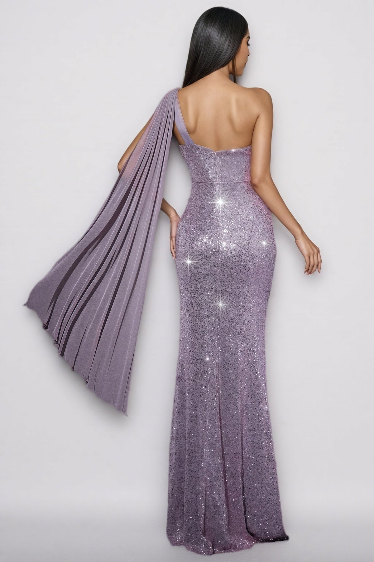 Nani Purple Sequin Fishtail Maxi Dress