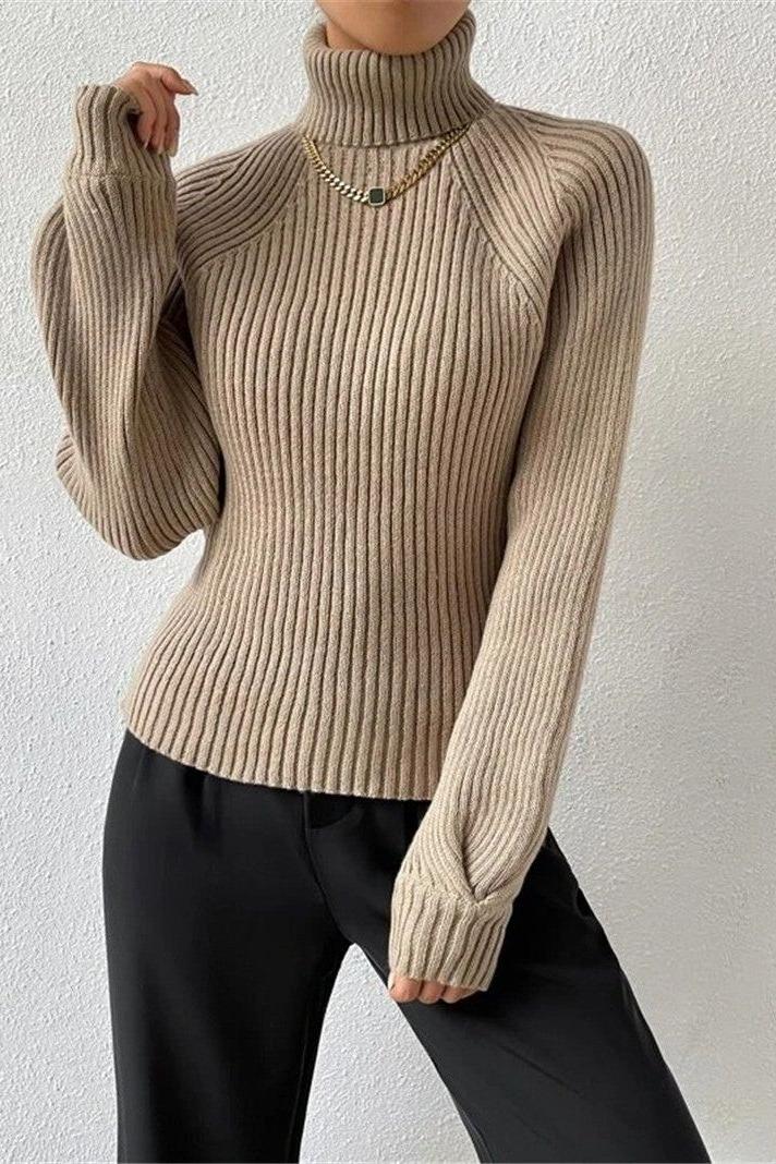 Loose Slim High Collar Knitted Sweater