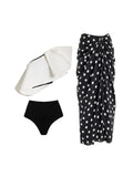 Asymmetric Ruffle Bikini Top With Shorts & Polka Dot Swimsuit Skirt Set
