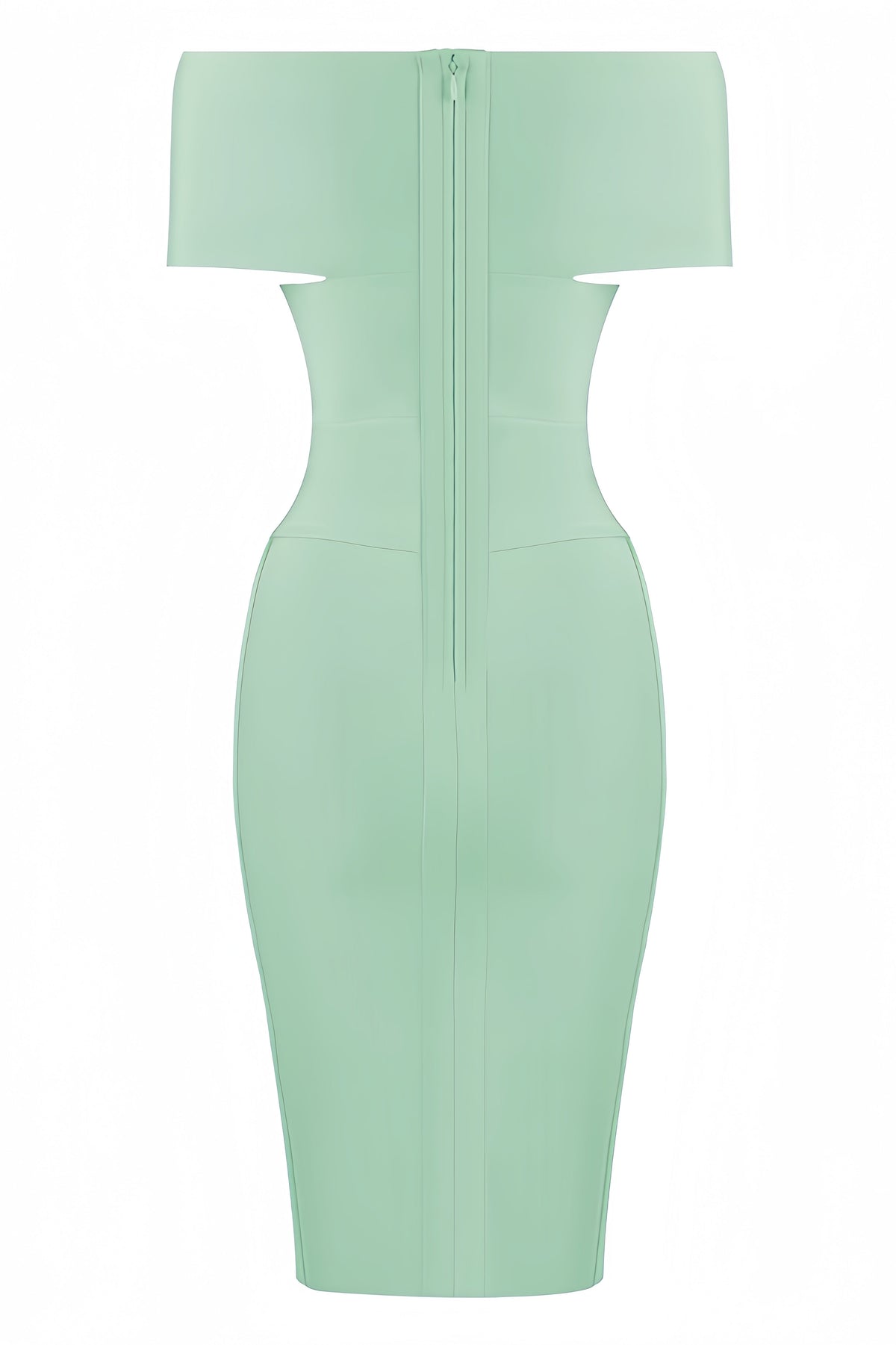 Keira Light Green Open-shoulder Maxi Dress