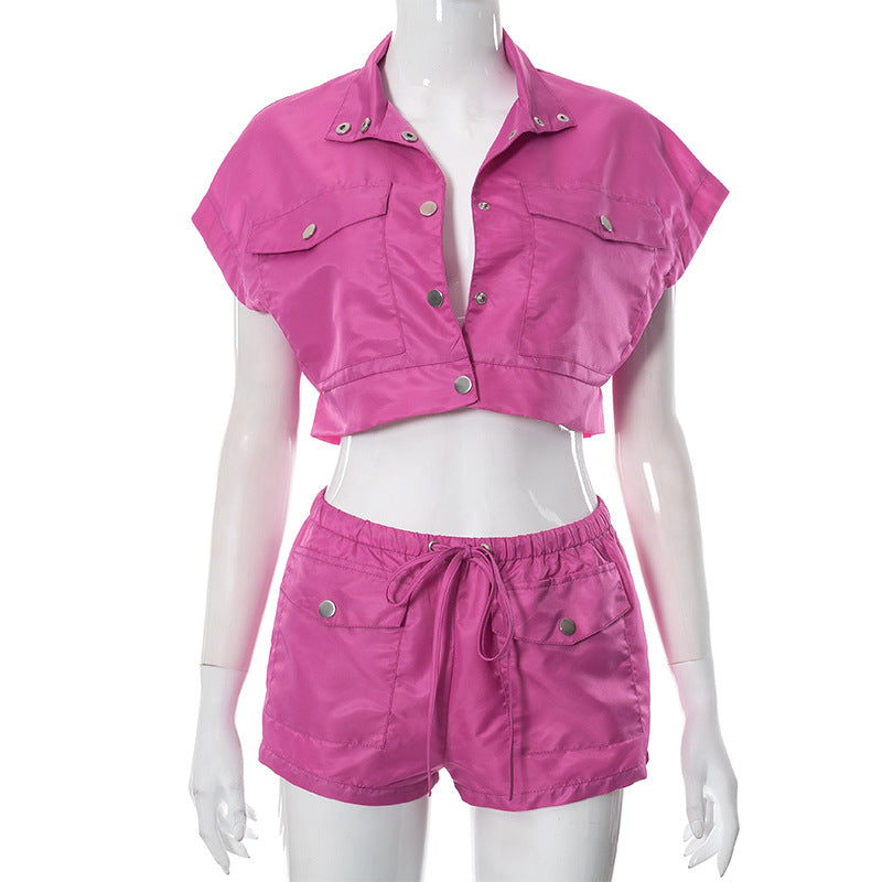 Clothing Summer Pocket Top Shorts Set for