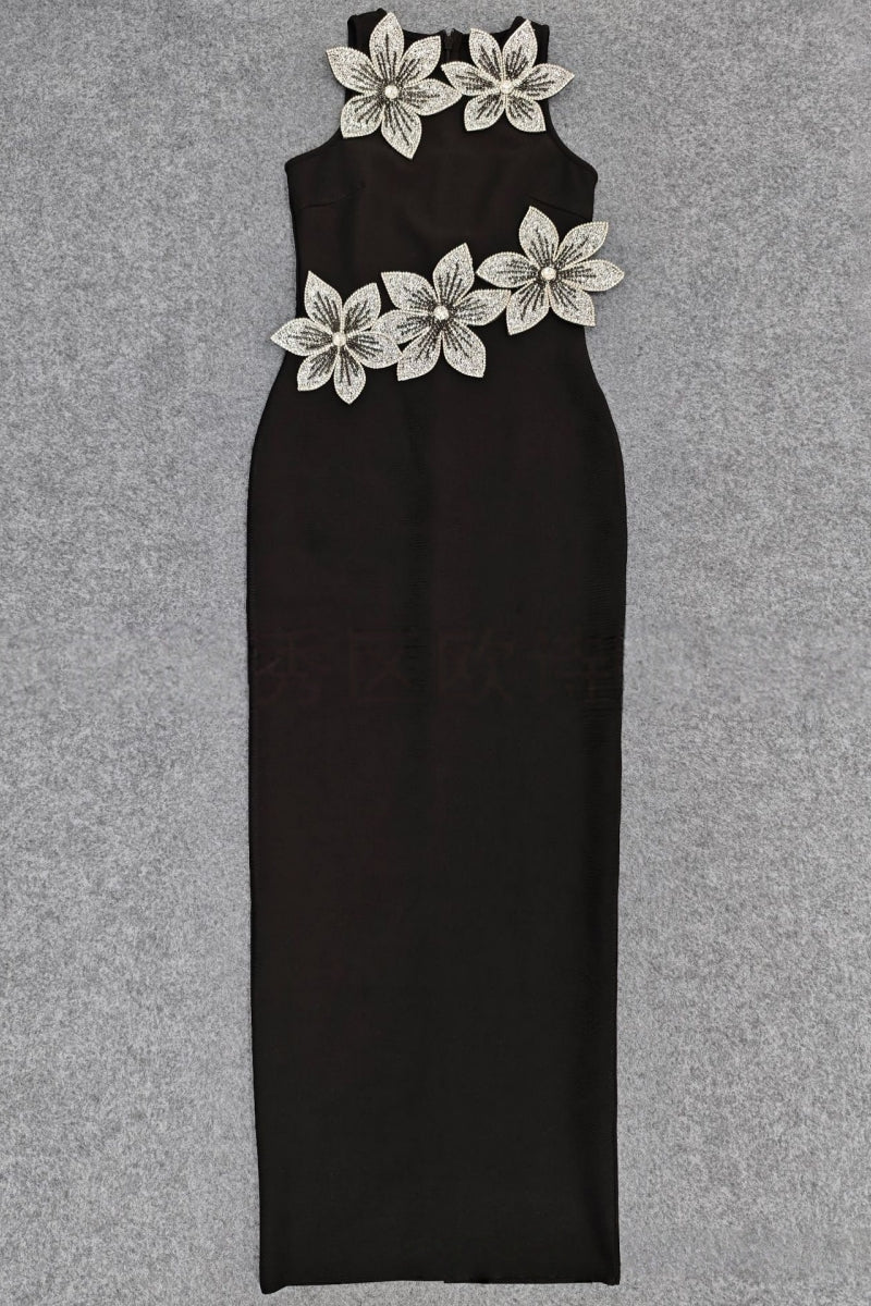 Pam 3d Diamond Bandage Maxi Dress