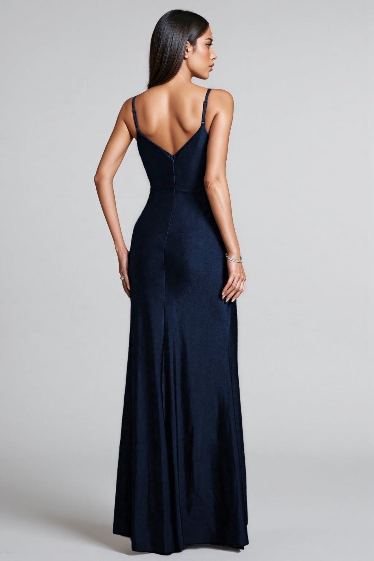 Jomi Navy V-neck Maxi Dress