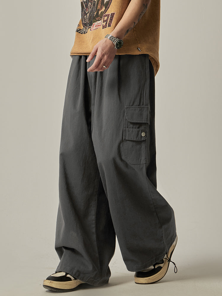Gray Wide Cargo Combat Pants