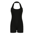 Summer Street Sports Fitness Halter Jumpsuit Color Tight Sleeveless Jumpsuit Shorts