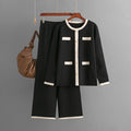 Autumn Winter Knitted Wide Leg Pants Slimming Youthful Looking Two Piece Set Classic Set