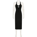 Basic Clothing Color Low Neck Hollow Out Cutout Out Tied Sports Vest Maxi Dress Summer Street Dress