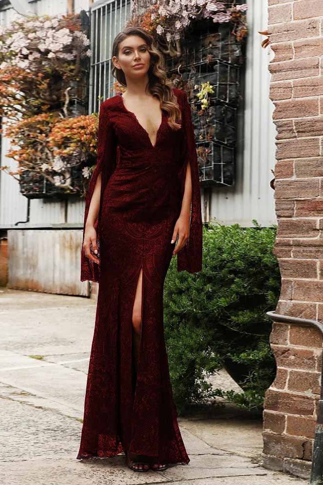 Full Length Long-sleeved Long Dress