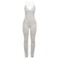 Summer Collection Deep V Plunge Sling Backless Lace See Through Tight Jumpsuit