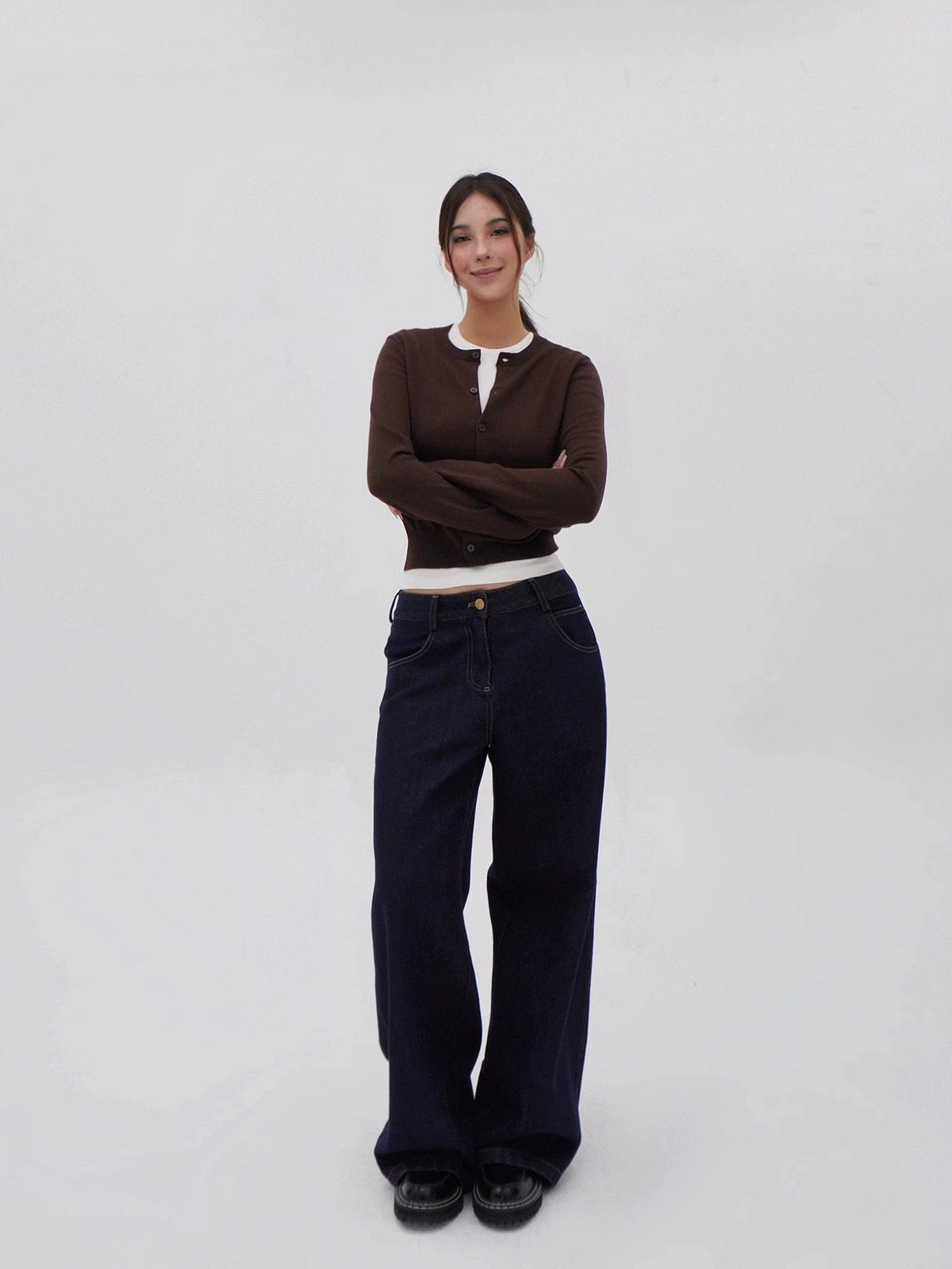 Slim-fit Cropped Knit Cardigan Sweater