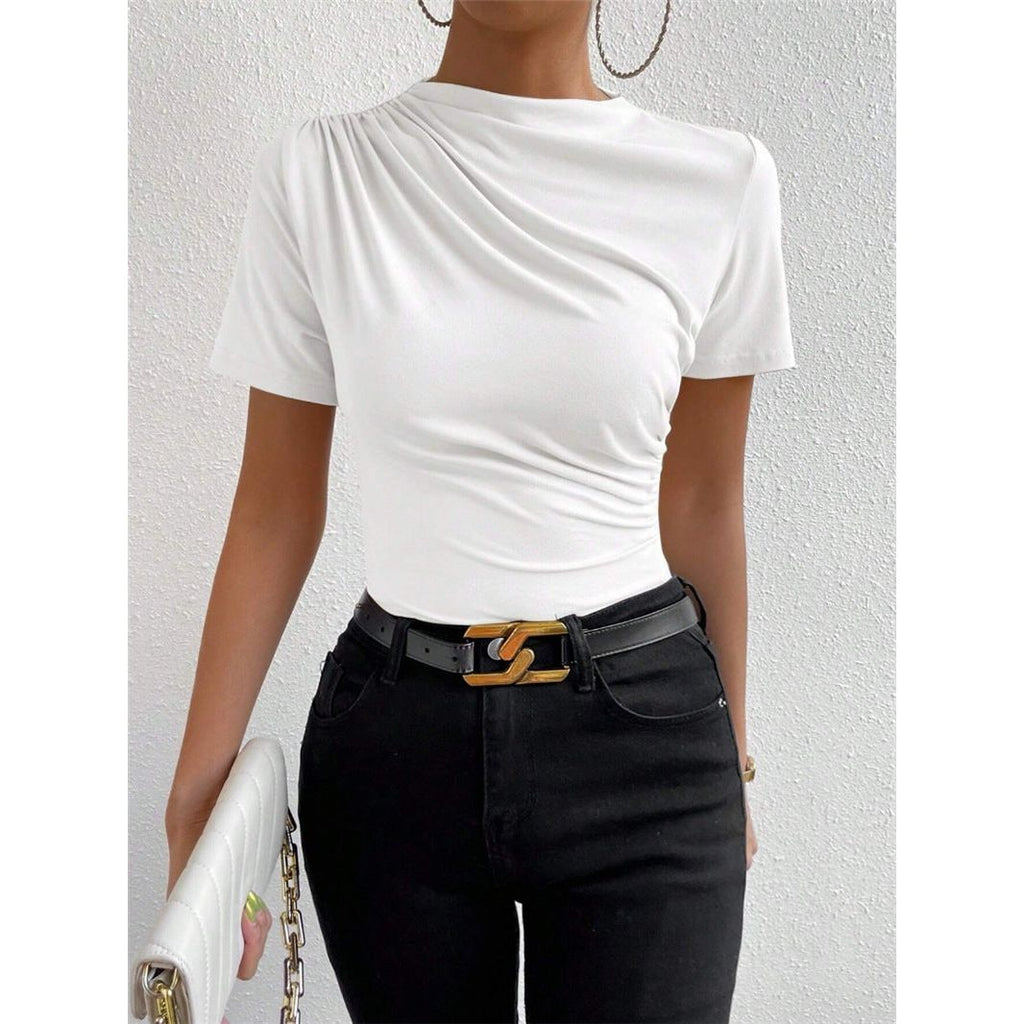 Pleated Slim Fit Short-sleeved T-shirt