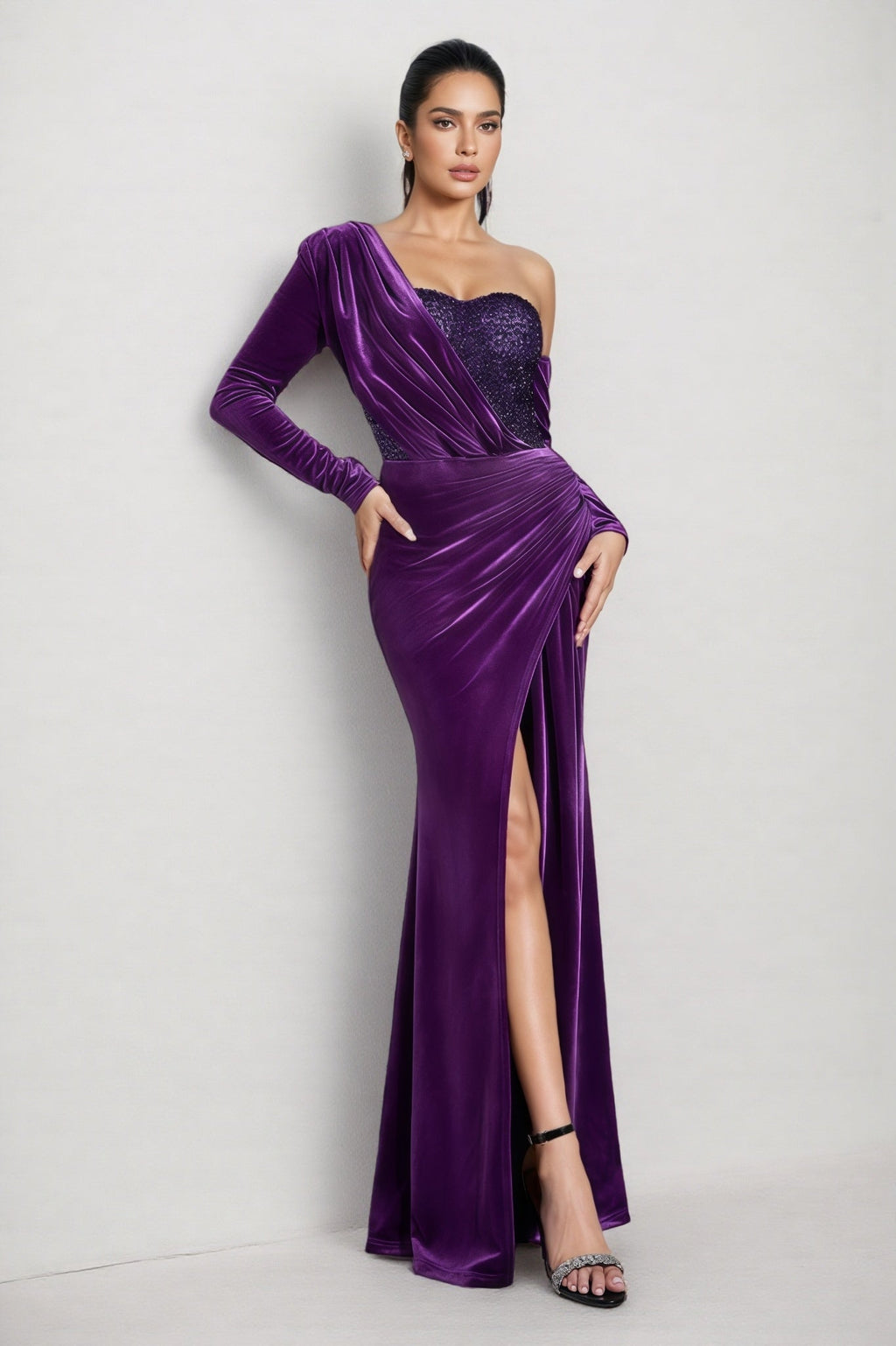 Lopez Purple Sequin Maxi Dress