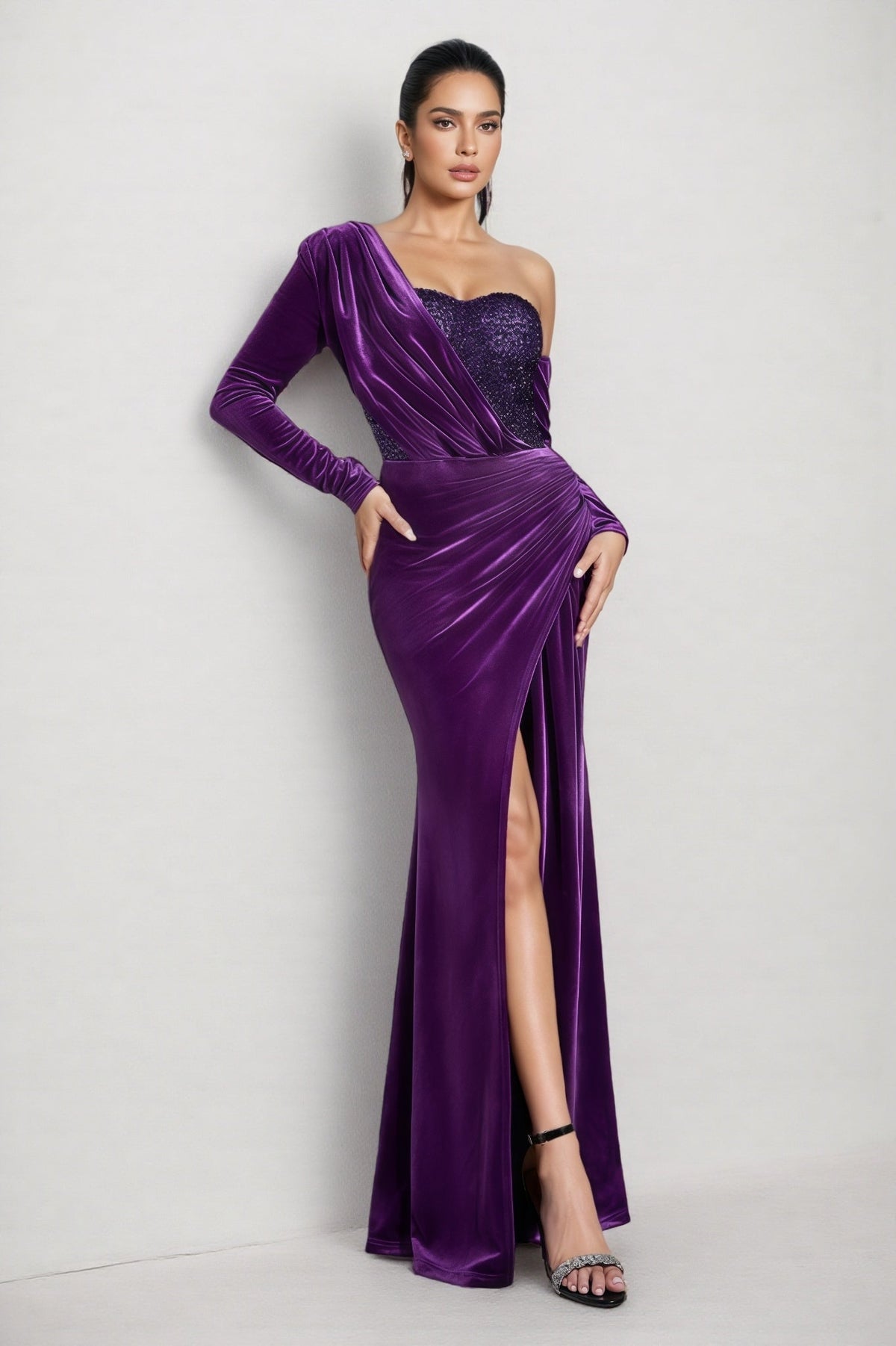 Lopez Purple Sequin Maxi Dress